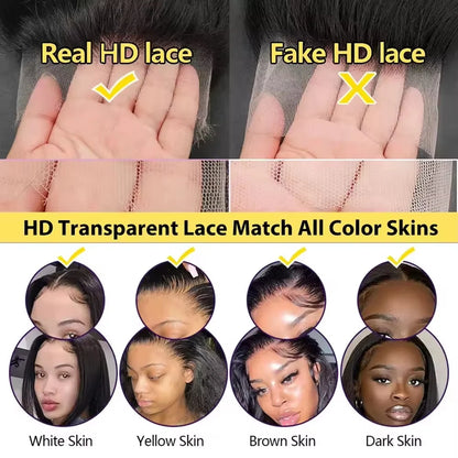 Women's 40 to 42 Inch Deep Wave HD Lace Front Human Hair Wig