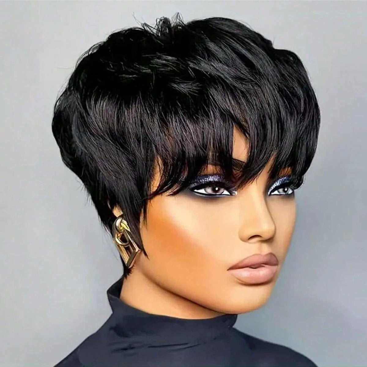 Short Bob Pixie Cut Wig with Bangs for Women