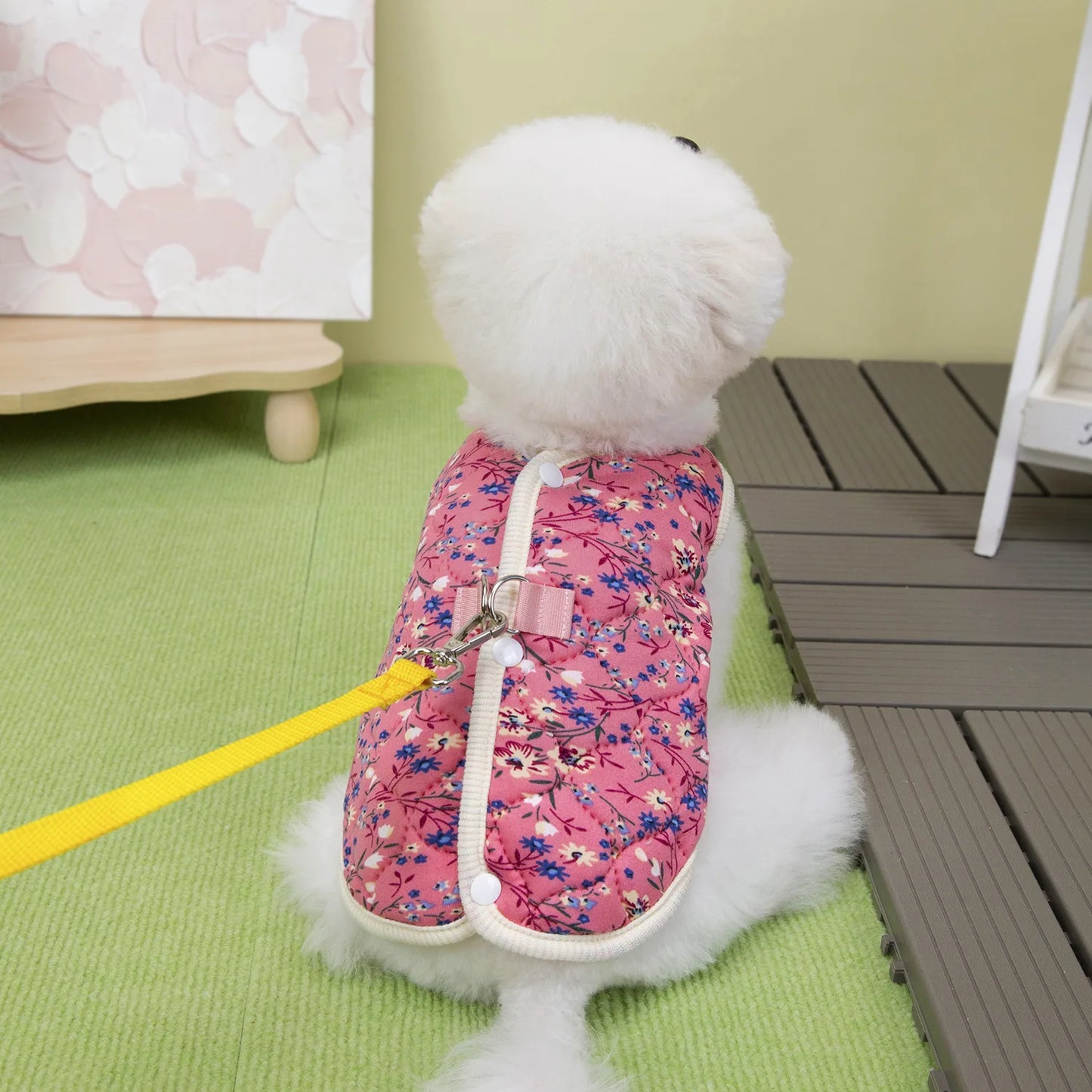 Floral Fleece Dog Vest for Small Dogs Winter Pet Coat