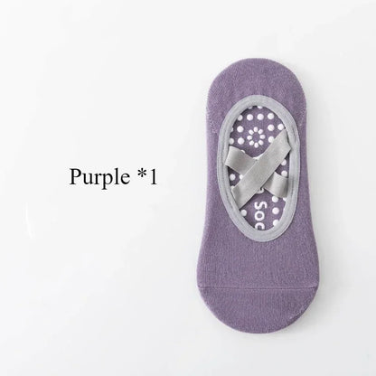 1 or 4 Pairs Women's Anti Slip Yoga Pilates Socks