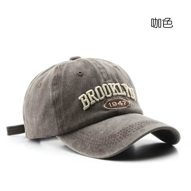 Unisex Washed Distressed Letter Embroidered Baseball Cap