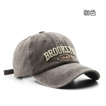 Unisex Washed Distressed Letter Embroidered Baseball Cap