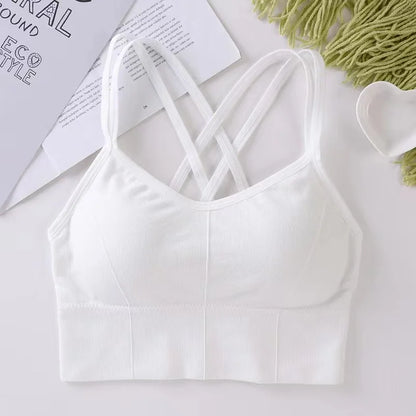 Women's Back Cross Strap Push Up Sports Bra