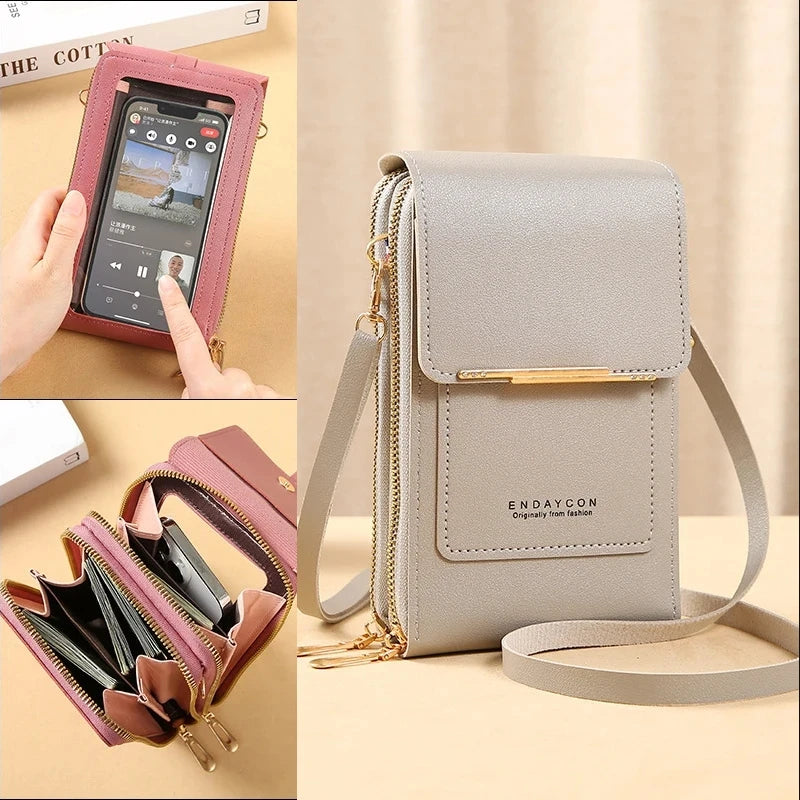 Touch Screen Cell Phone Crossbody Bag with Card Holder for Women