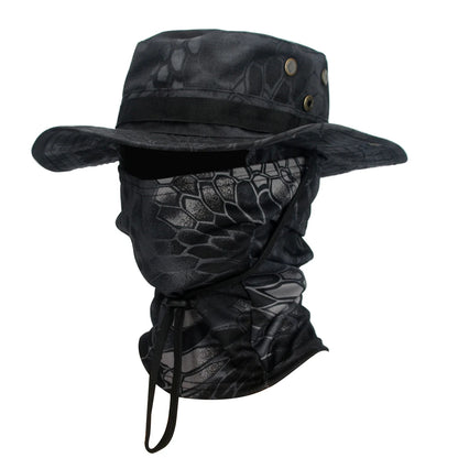 2 Piece Men's Wide Brim Boonie Hat and Balaclava Set