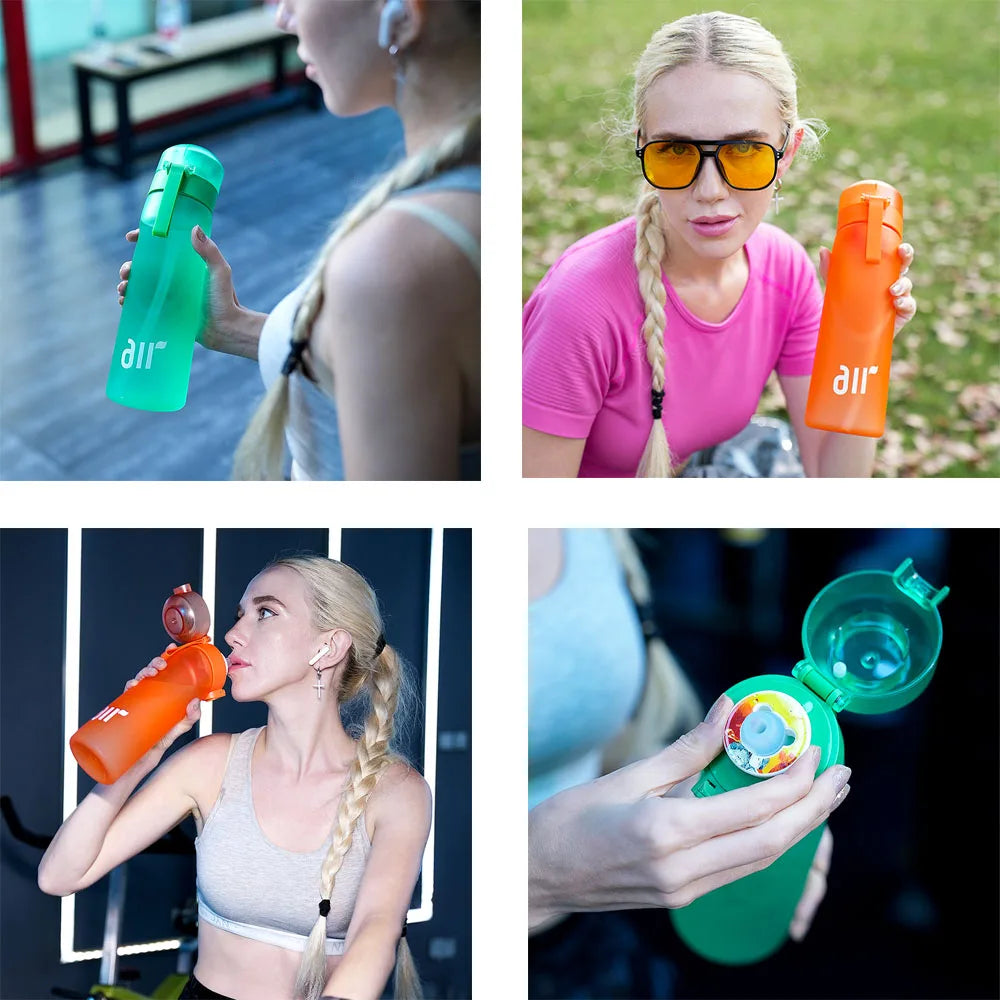 Leak Proof Sports Water Bottle with Straw and Flavor Pod