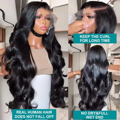 Women's 40 Inch 250% Density Body Wave HD Lace Front Human Hair Wig