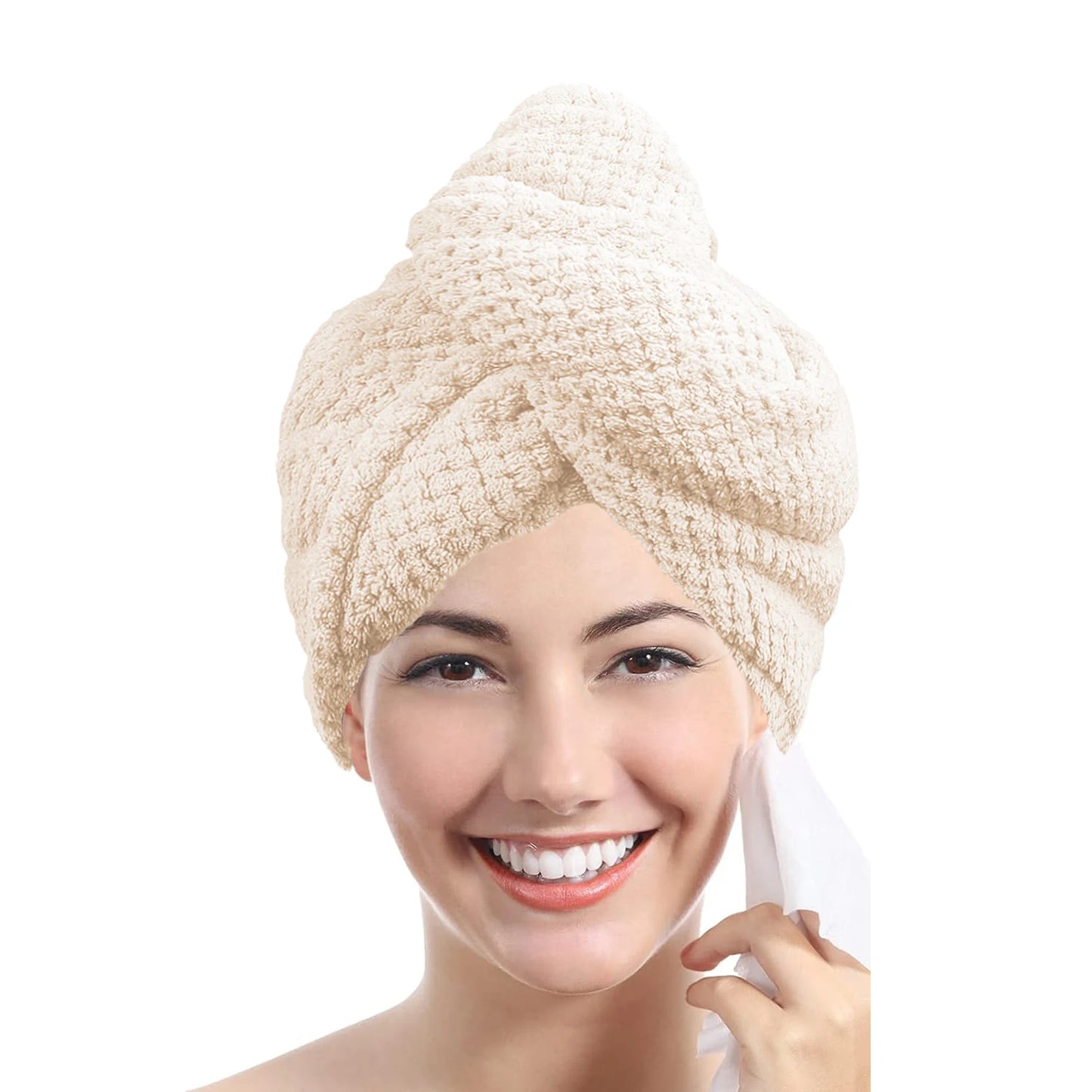 Absorbent Microfiber Hair Towel Wrap with Button for Women