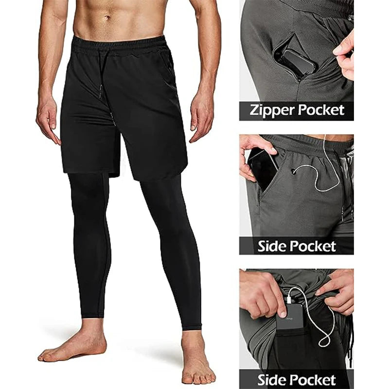 Men's 2 in 1 Running Training Pants