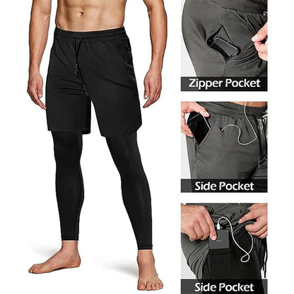 Men's 2 in 1 Running Training Pants