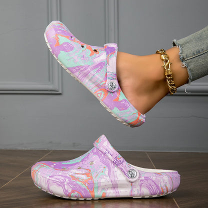 Women’s Tie Dye EVA Garden Clogs Lightweight Non Slip Beach Slides