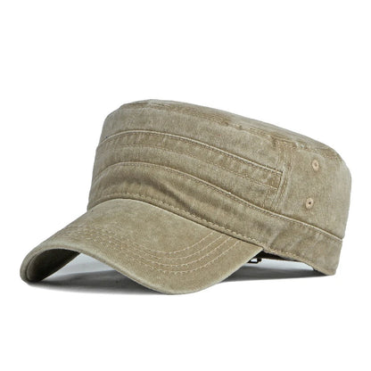 Unisex Washed Cotton Short Brim Military Cap