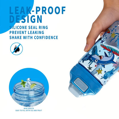 410ml Leak Proof Dinosaur Kids Water Bottle with Straw