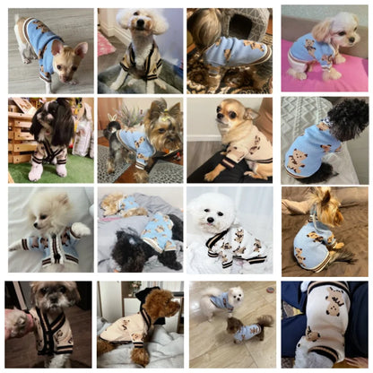 Striped Cardigan Sweater for Dogs & Cats Warm Pet Clothes