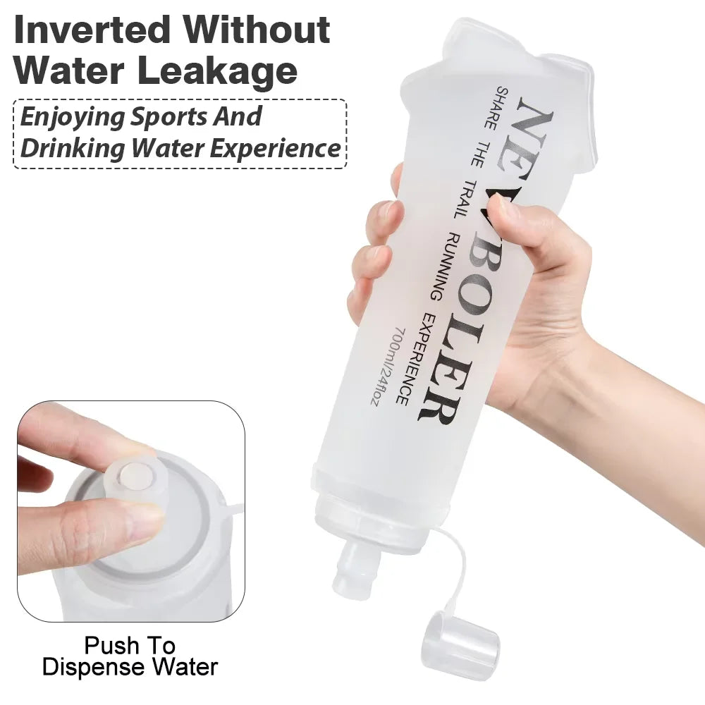 NEWBOLER TPU Collapsible Soft Flask Sports Water Bottle