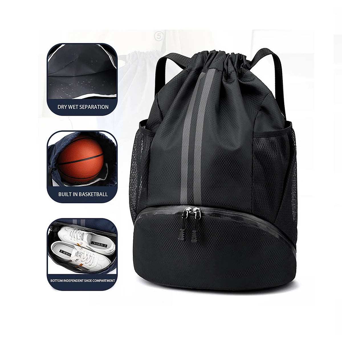 Women's Dry Wet Separation Sports Drawstring Backpack