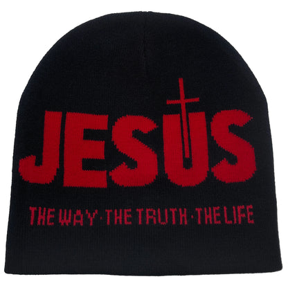 Unisex JESUS Jacquard Knit Winter Beanie