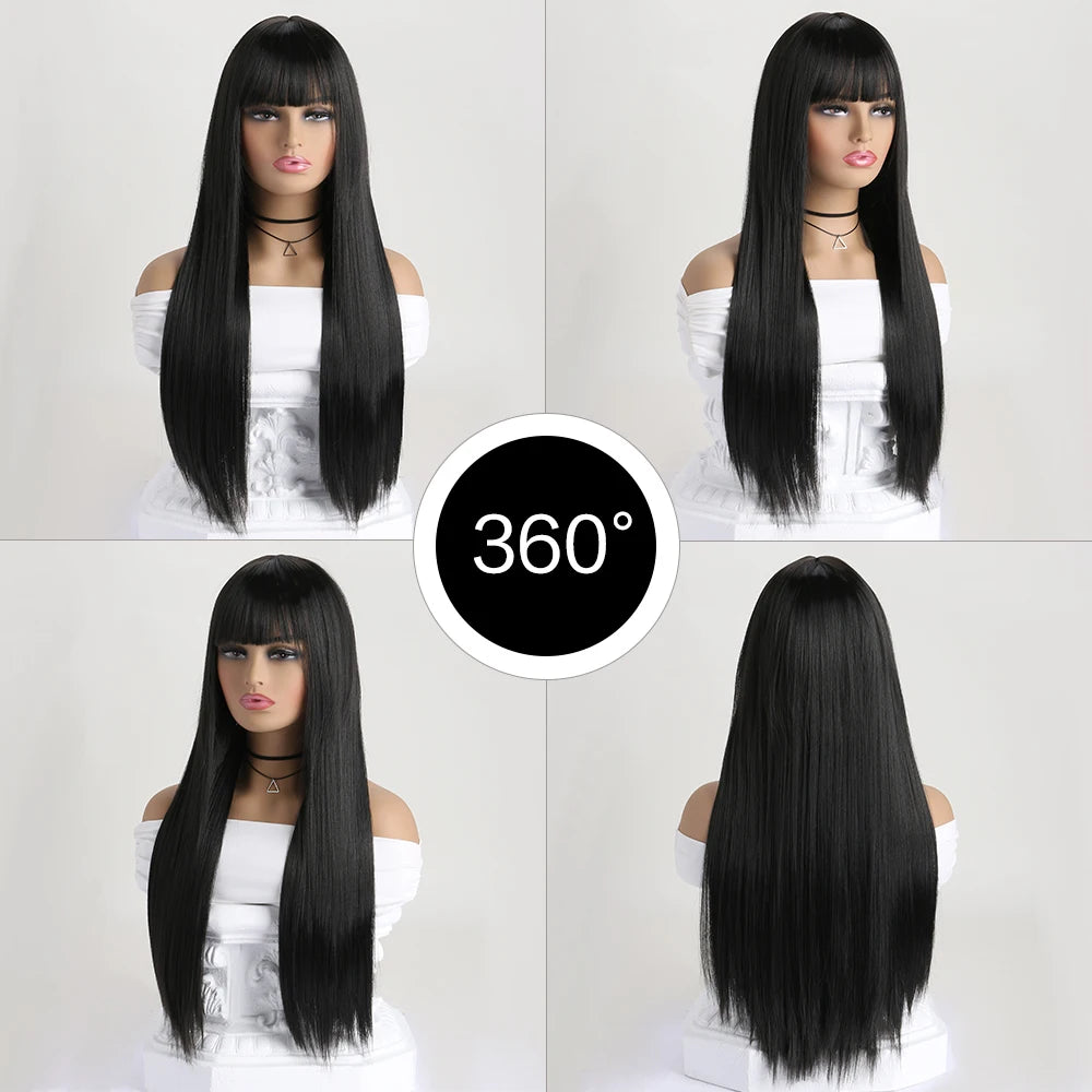 Women's 26 Inch Long Straight Synthetic Cosplay Wig