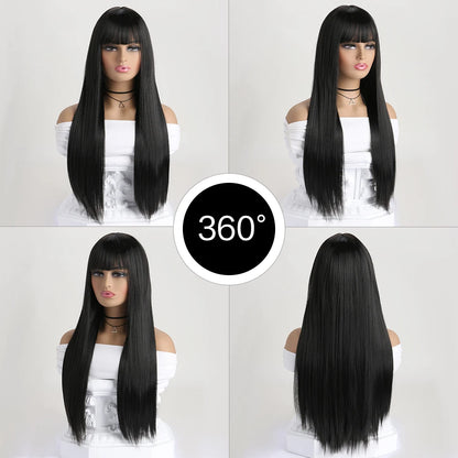 Women's 26 Inch Long Straight Synthetic Cosplay Wig