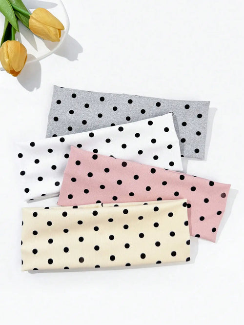 Women's 4 Piece Polka Dot Elastic Headband Set