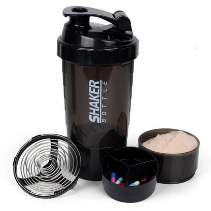 3 Layer Protein Shaker Bottle with Storage Compartments