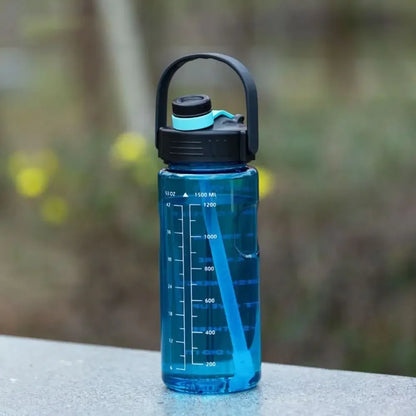 1.5L to 3L Large Capacity Sports Water Bottle with Straw and Time Marker