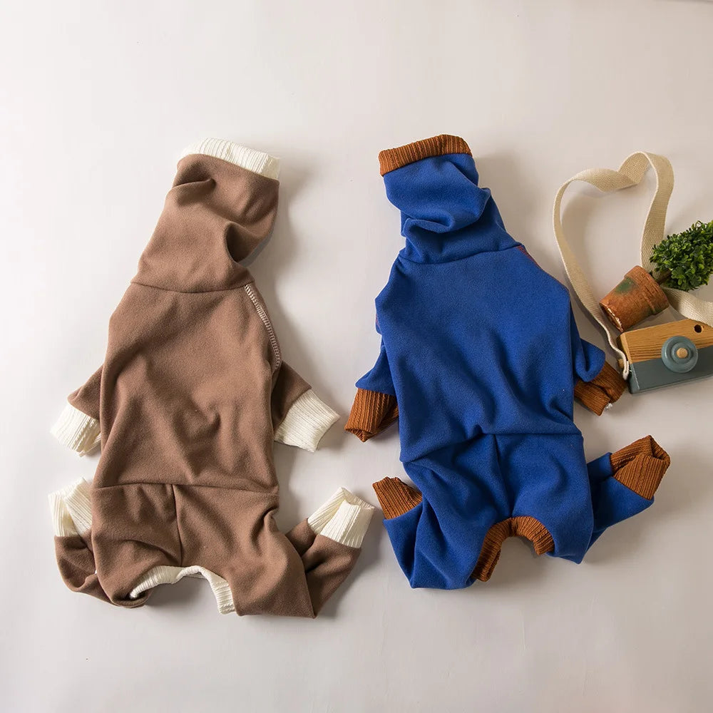 Small Dog Plush Warm Four Legged Turtleneck Jumpsuit