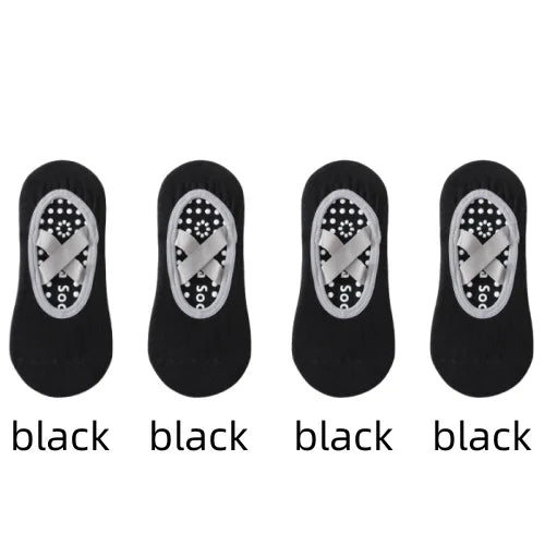 1 or 4 Pairs Women's Anti Slip Yoga Pilates Socks