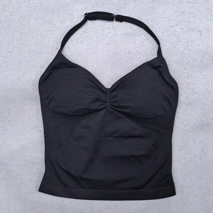 Women's Backless Strappy Workout Tank Top with Built In Bra
