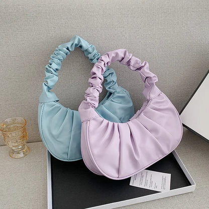 Women’s Pleated PU Cloud Shoulder Bag Lightweight Handbag