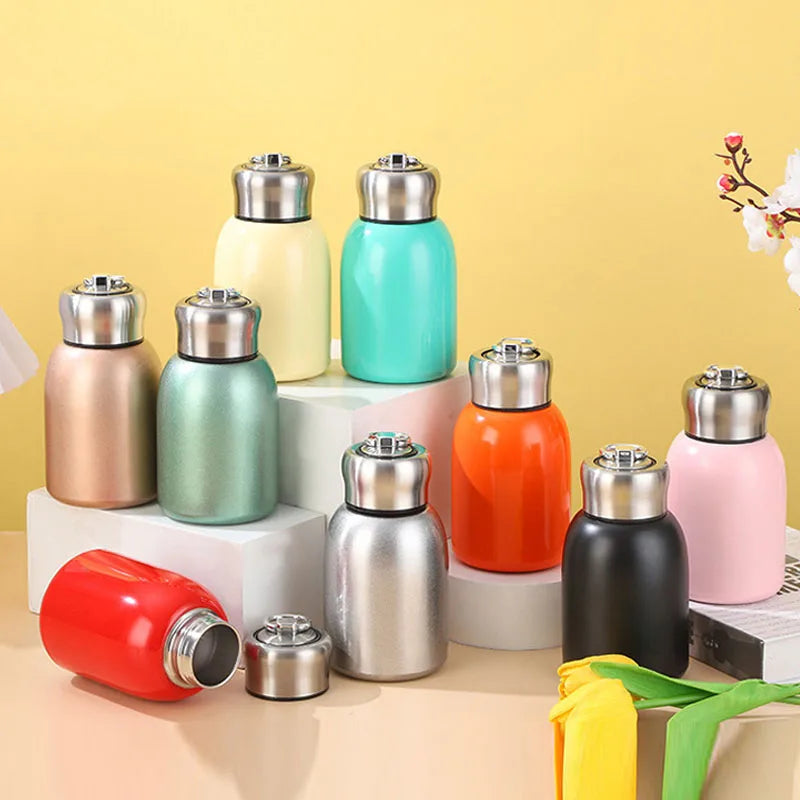 300ml Stainless Steel Mini Travel Thermos Cup with Carry Ring