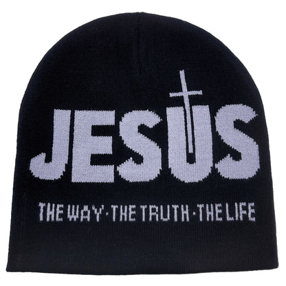 Unisex JESUS Jacquard Knit Winter Beanie