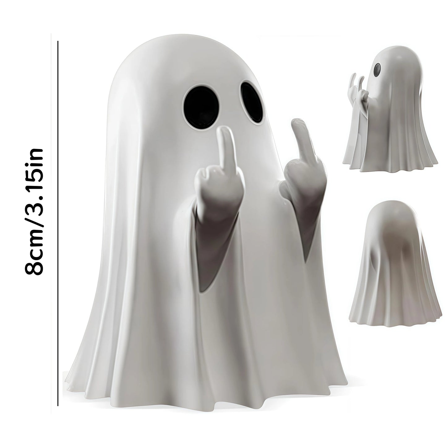 Cute Middle Finger Ghost Halloween Decor Figure