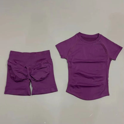 Women's 2 Piece Seamless Yoga Top and Shorts Set