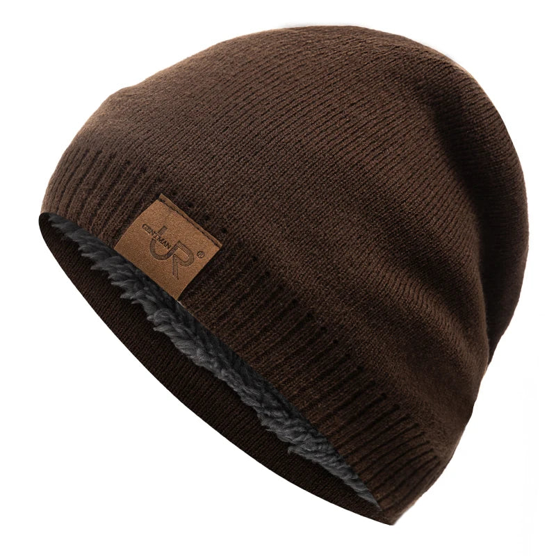 Unisex Warm Knitted Beanie with Fur Lining for Men & Women