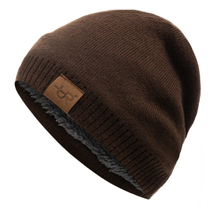 Unisex Warm Knitted Beanie with Fur Lining for Men & Women