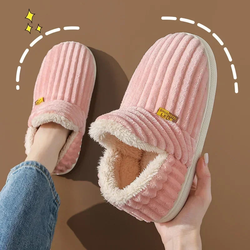 Warm Furry Ankle Cover Slippers for Men & Women Winter Home Shoes