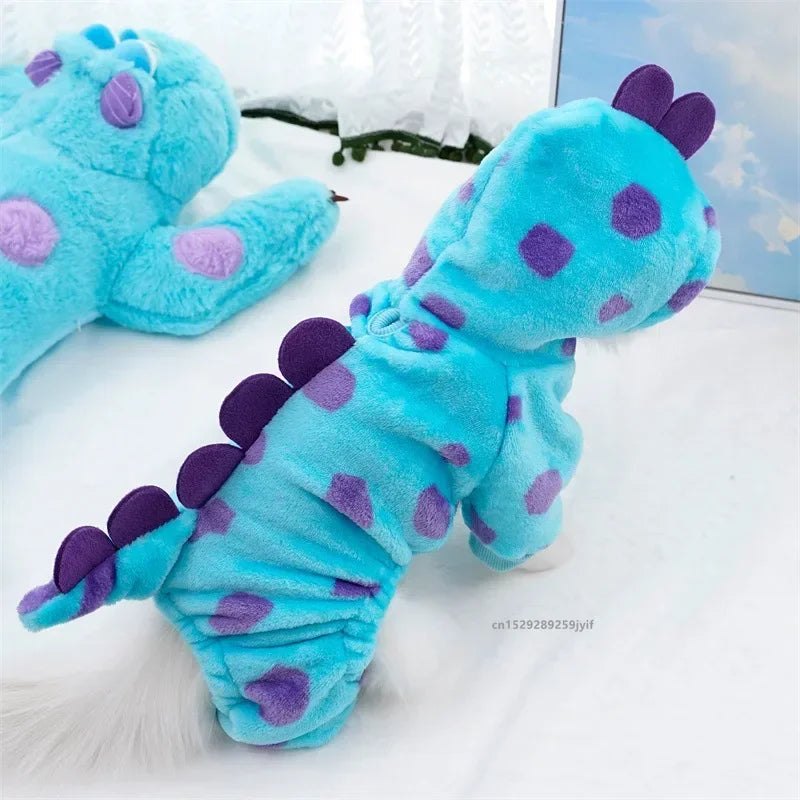 Blue Dinosaur Hooded Coat for Small & Medium Dogs & Cats