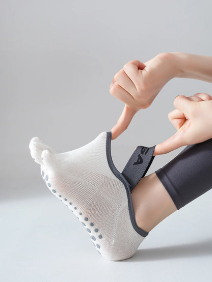 1 Pair Women's Anti Slip Five Toe Yoga Pilates Socks