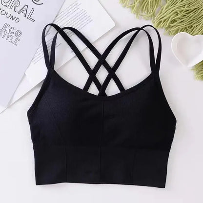 Women's Back Cross Strap Push Up Sports Bra