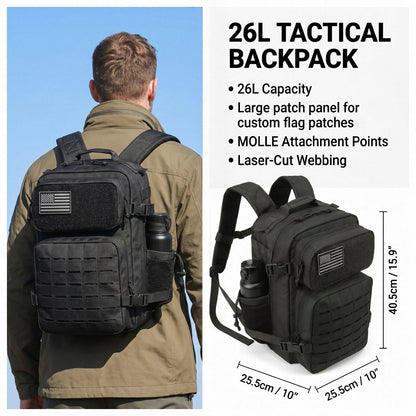 26L MOLLE Tactical Hiking Backpack with Dual Bottle Holders