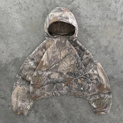 Unisex Y2K Oversized Camouflage Zip Up Hoodie