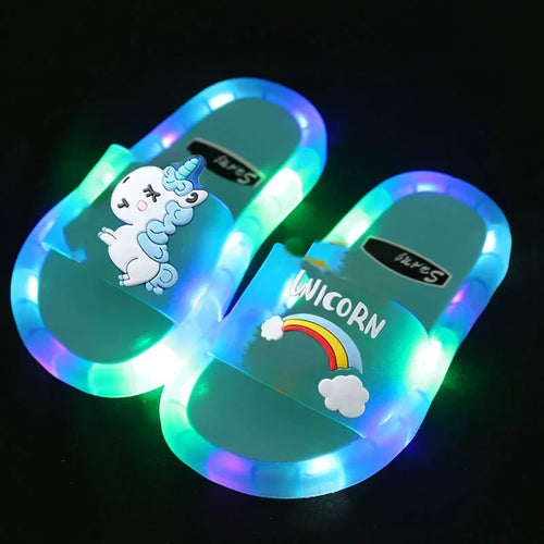 Kids Cartoon Unicorn Light Up Slippers for Boys & Girls