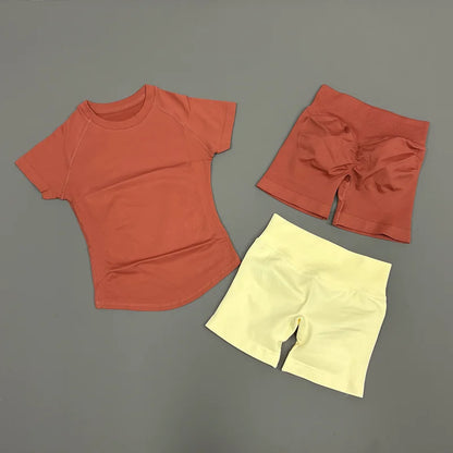 Women's 2 Piece Seamless Yoga Top and Shorts Set
