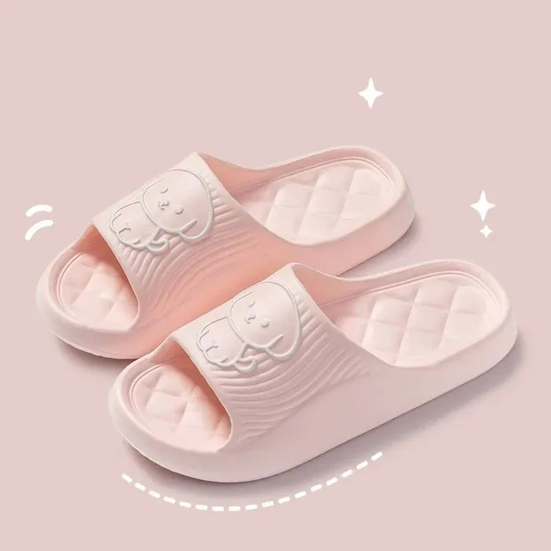 Cute Couple EVA Pillow Slippers Soft Sole Non Slip Bathroom Shoes