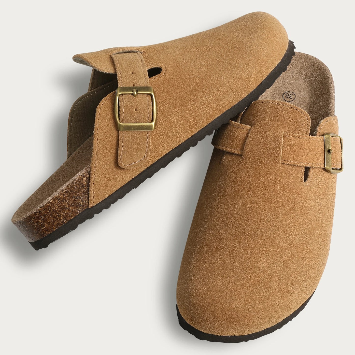 Litfun Women's Cork Suede Clog Mules with Arch Support