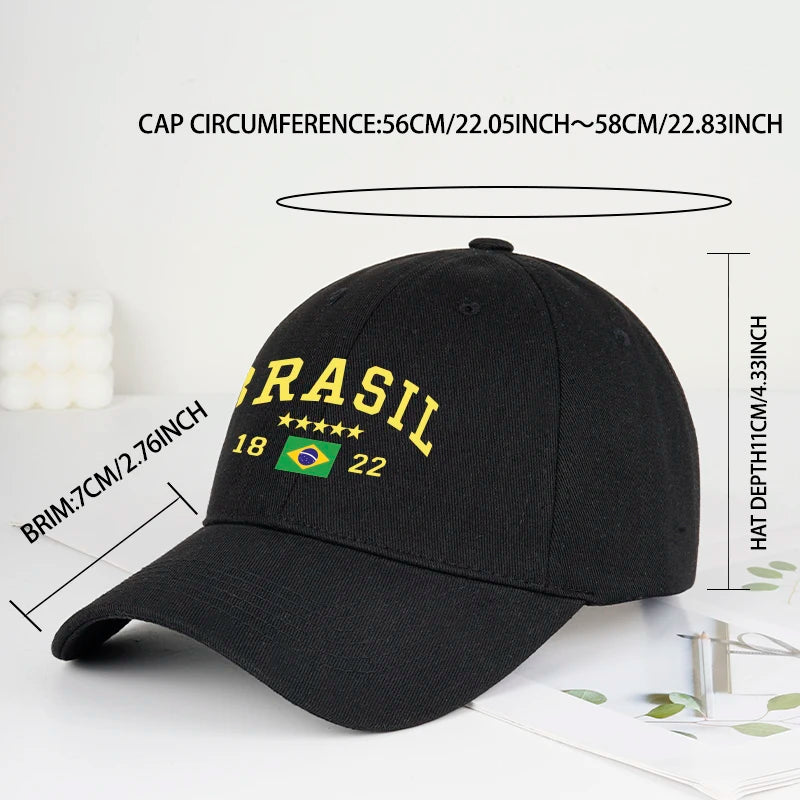 Brazil Flag Five Star Soft Top Baseball Cap