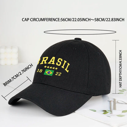 Brazil Flag Five Star Soft Top Baseball Cap