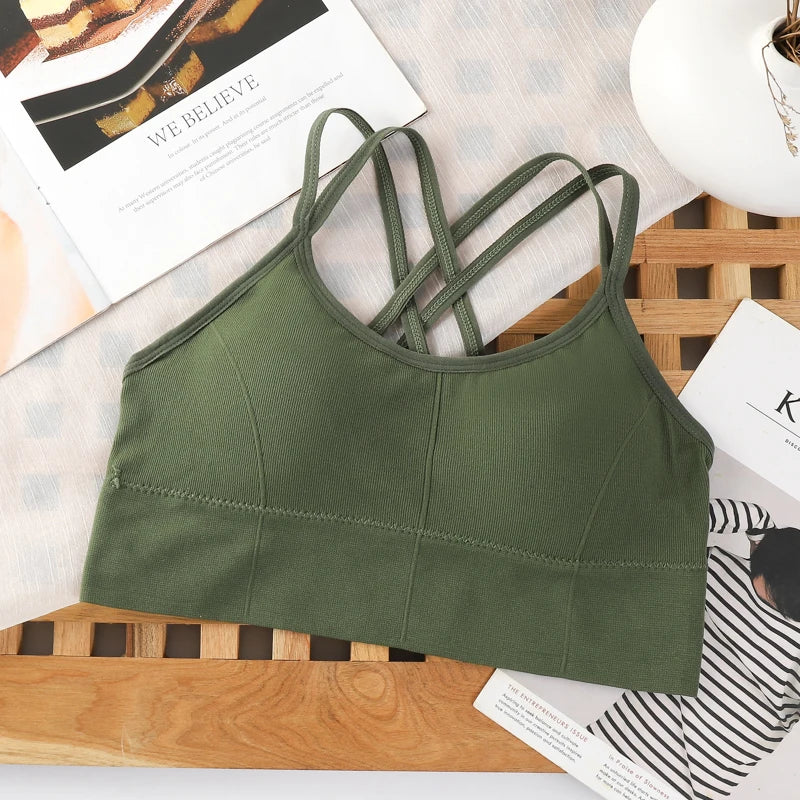Women's Back Cross Strap Push Up Sports Bra