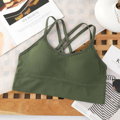 Women's Back Cross Strap Push Up Sports Bra